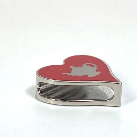 HERMES Heart motif Tea time Twilly ring Scarf ring Metal Red - Picture 3 of 7